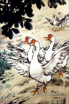 Xu Beihong goose chinois traditionnel Peinture à l'huile